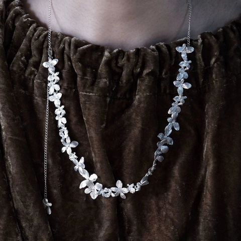 Collana Girocollo A Fiori Placcata Argento Lunghezza Regolabile Fatta A Mano Catena Floreale Stile Dolce Fresco Per Donne Regalo