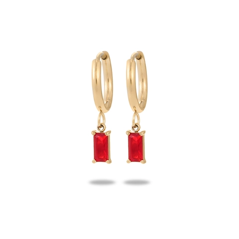 Orecchini Cerchio Acciaio Inossidabile Zircone Rettangolare Donna Gioielli Geometrici Eleganti Regalo