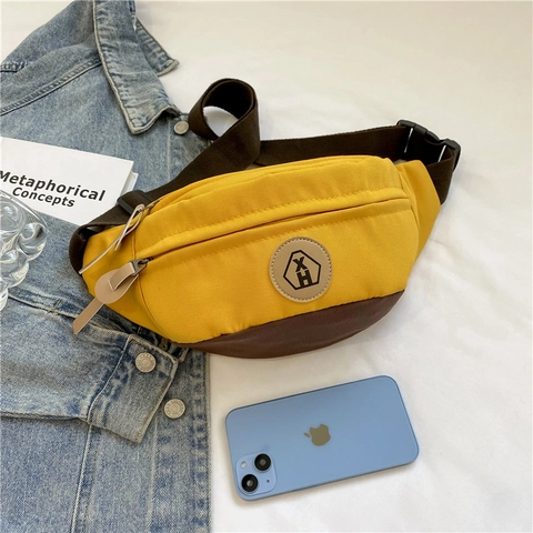 Women Waist Bag Chest Pack Nylon Color Block Adjustable Strap Large Capacity Casual Trendy Crossbody For Daily Travel