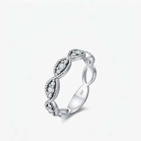 Moissanite Ring 925 Sterling Silver Vintage Wavy Twist Pave Anniversary Band For Women D Color VVS1 Elegant Gift