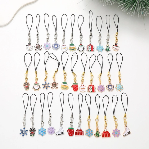 Weihnachts Handy Anhänger Emaille Metall Anhänger Weihnachtsmann Rentier Schneeflocke Geschenk Hängende Dekoration Strap