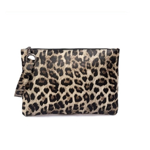 Leopard Print Clutch Bag PU Leather Envelope Fashion Wristlet Purse For Women Evening Party Daily Use