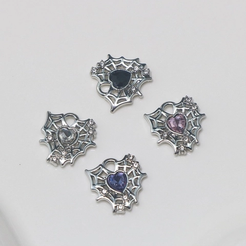 Dijes Corazón Telaraña Aleación Diamantes Imitación Estilo Gótico Punk DIY Accesorios Fabricación Joyas Para Collar Pulsera Pendiente