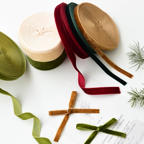 Velvet Ribbon For DIY Bow Making Gift Wrapping Christmas Tree Decoration Holiday Party Crafting Elegant Solid Color
