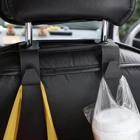 Car Headrest Hooks Plastic Seat Back Storage Hangers For Handbags Grocery Bags Universal Automotive Interior Accessories