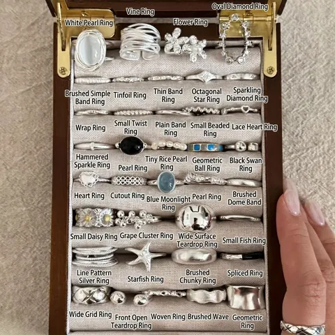 Anelli Aperti Regolabili In Rame Placcato Argento Per Donna Minimalista Vintage Stella Farfalla Perla Artificial Zircone Gioielli Geometrici Regalo