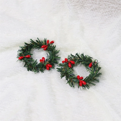 Weihnachten Serviettenring Rote Beeren Kiefernnadel Kerzenring Mini Kranz Feiertag Tischdeko PVC Steinpulver Draht