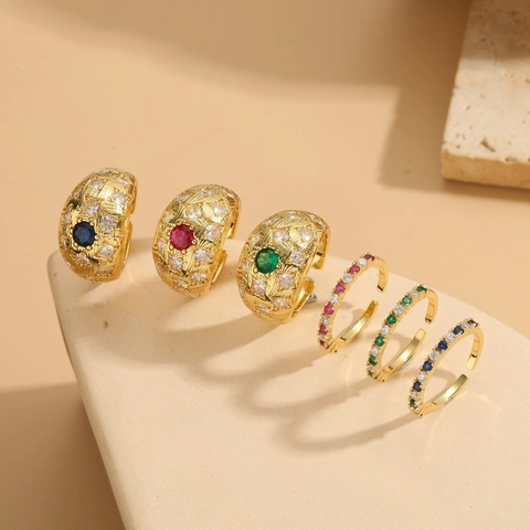 Vintage Geometrische Zirconia Koperen Open Ring Voor Vrouwen Luxe Vergulde Verstelbare Band Ring Mode Sieraden Cadeau