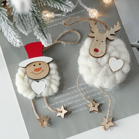Decorazioni Natalizie Da Appendere In Lana Di Feltro Legno Fatto A Mano Renna Babbo Natale Pupazzo Di Neve Bambole