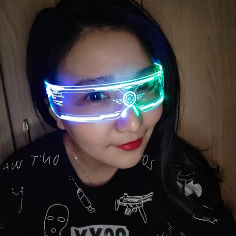 LED Leuchtbrille Acryl Leuchtende Cyberpunk Goggles Mehrere Farben Kontrollierbare Lichtmodi Für Party Festival Rave