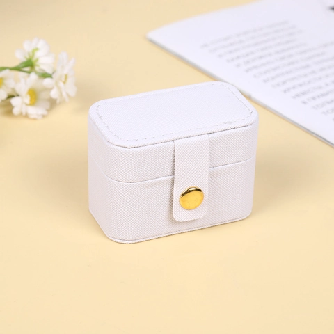 Mini Portagioie Portatile Custodia In Pelle PU Per Anelli Orecchini Organizzatore Da Viaggio Con Bottone A Pressione
