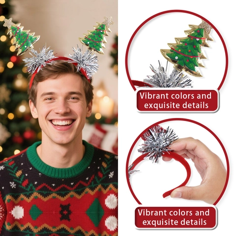 Cerchietto Natalizio Festivo Motivo Stella Albero Fiocco di Neve Cerchietto per Capelli per Bambini Donna Festa Accessori Decor