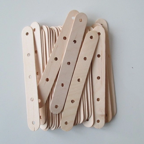 Natural Wood Pre-drilled Popsicle Sticks For Handmade DIY Crafts Colorful Wooden Ice Lolly Sticks Miniature Model Building Accessories