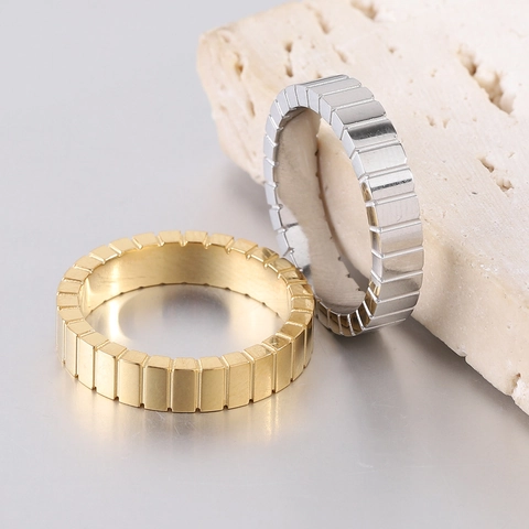 Anello Geometrico Ice Cube In Acciaio Inossidabile 304 Minimalista Blocco Rettangolare Gioielli Lucidati Per Donne