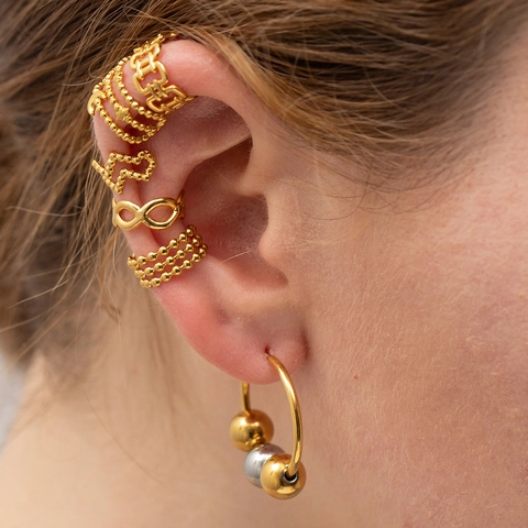 18K Gold Plated Stainless Steel Braided Ear Cuff Non Piercing Irregular Geometric Ear Clip Jewelry For Women