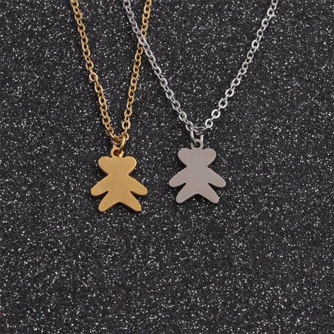 Collier Pendentif Ours En Acier Inoxydable Bijoux Animaux Minimalistes Pour Hommes Femmes Unisexe Style Hip Hop Tendance