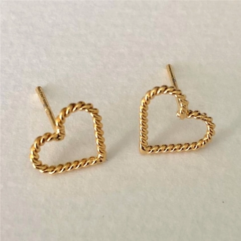 Herz Ohrstecker 925 Sterlingsilber Gedrehte Seiltextur Minimalistischer Stil Schmuck Für Frauen