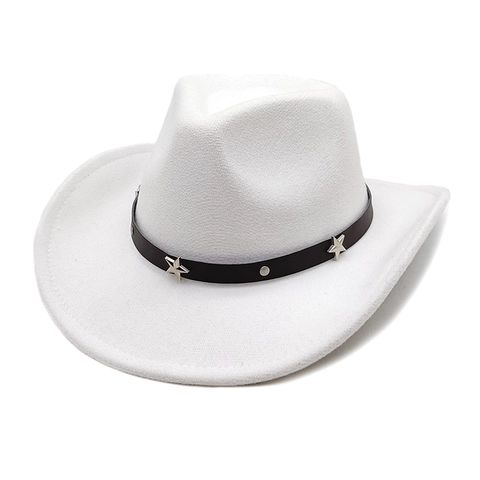 Cappello Da Cowboy Western Tesa Larga Feltro Misto Lana Fascia Decorativa Stella Rivetto Vintage Esterno Per Uomo Donna