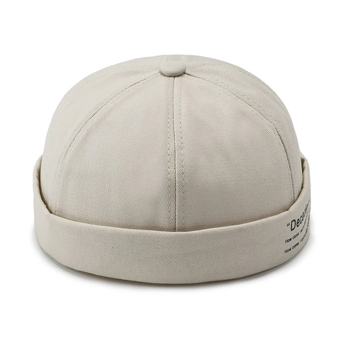 Retro Cotton Docker Hat Brimless Twill Embroidered Adjustable Beanie Cap Vintage Streetwear Style