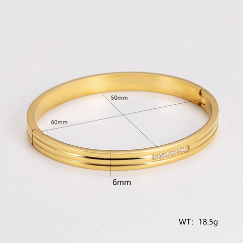 Modischer Goldener 304 Edelstahl Armreif Für Damen Mit Zirkon Besatz Minimalistisches Exquisites Klapparmband