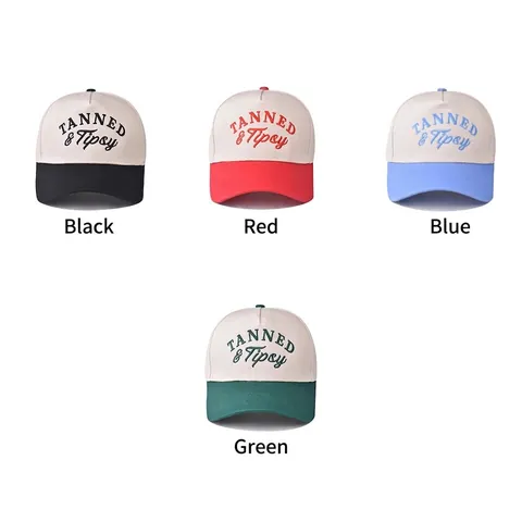 Gorra De Béisbol De Algodón Retro Eslogan Bordado Color En Contraste Visera Curva Snapback Ajustable Sombrero Casual Aire Libre