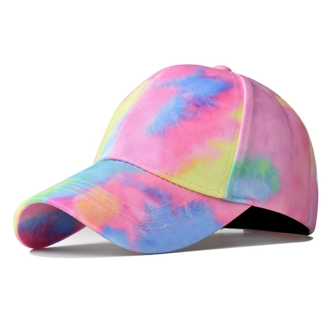Cappellino Da Baseball In Cotone Da Donna Stile Tie Dye Con Foro Per Coda Di Cavallo Regolabile Protezione Solare