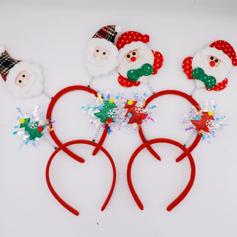 Cerchietti Di Natale Accessori Capelli Festa Corna Renna Babbo Natale Pupazzo Neve Albero Paillettes Festivo