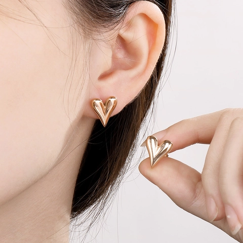 Heart Stud Earrings Stainless Steel 18K Gold Plated Shell Inlay Minimalist Fashion Jewelry For Women