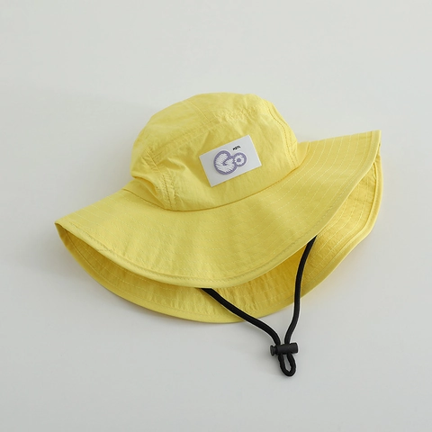 Kids Bucket Hat Quick-Drying Polyester Wide Brim Sun Protection Outdoor Camping Cute Letter Embroidery Boys Girls