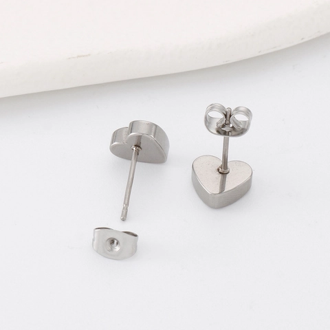 Supports De Boucles D'Oreilles Coeur Acier Inoxydable Fabrication De Bijoux DIY Petits Composants De Plateau De Base