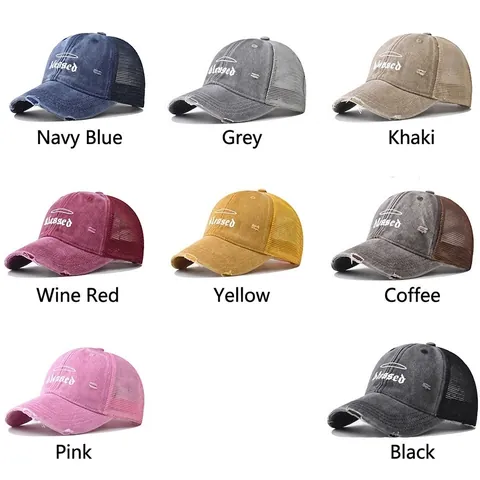 Casquette Trucker En Coton Lavé Avec Broderie Blessed Vintage Distressed Respirante En Mesh Protection Solaire Unisexe