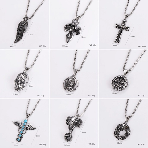 Anhänger Halskette 304 Edelstahl Gothic Punk Vintage Biker Schmuck Für Herren Damen Skelett Kreuz Religiöse Stile