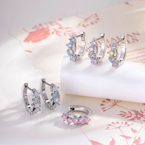 Pendientes Aro Huggie Geométricos Circonita Micro Pavé Pasador Acero Inoxidable 316L Joyería Piercing Cartílago Mujer