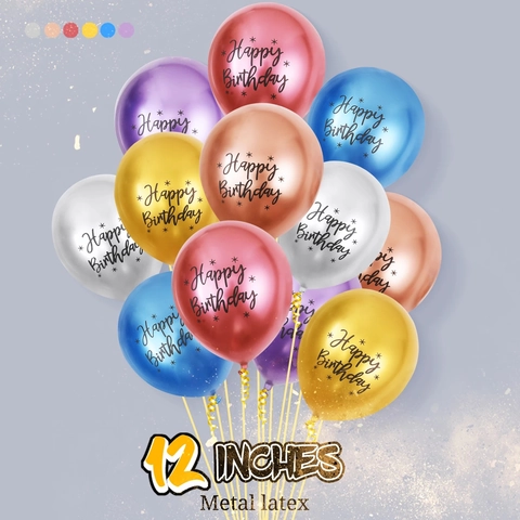 Happy Birthday Latex Balloons Metallic Chrome Shiny Round Balloons For Birthday Party Decoration Celebration