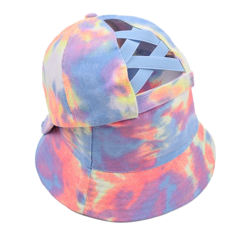 Cappellino Da Baseball Tie Dye Con Apertura Coda Di Cavallo Cotone Cappello Parasole Donna Outdoor