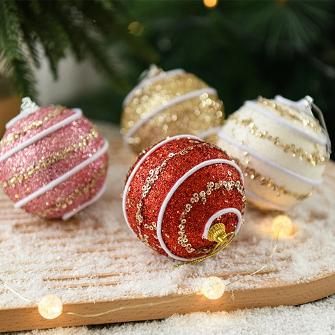 Palle Di Natale Schiuma Glitter Paillettes Design Spirale Decorazione Appesa Albero Di Natale Festivo Elegante Casa