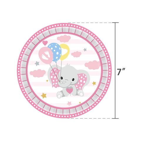 Vaisselle de Fête Éléphant Rose Assiettes Gobelets Serviettes Nappe Bannière pour Baby Shower Décoration d'Anniversaire