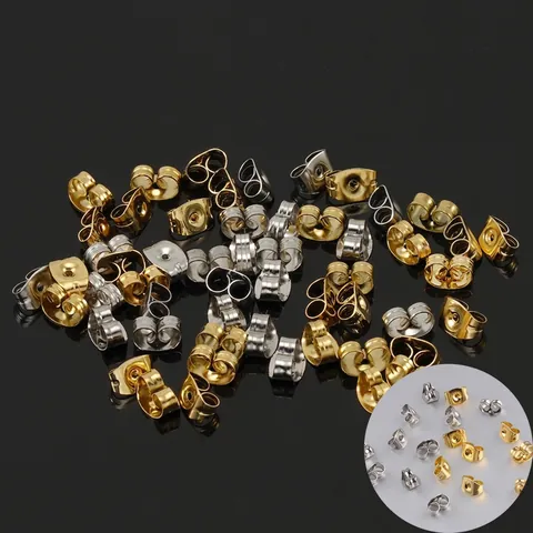 Chiusure Per Orecchini Acciaio Inossidabile Farfalla Ricambi Produzione Gioielli Placcatura Sottovuoto Colore Oro Argento Componenti
