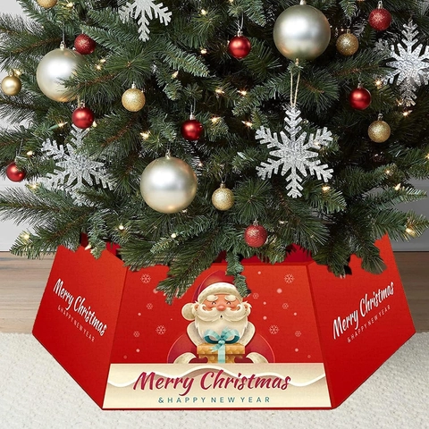 Collar De Árbol De Navidad Hexagonal Tela No Tejida Papá Noel Cuadros Falda De Árbol Plegable Decoración De Fiesta