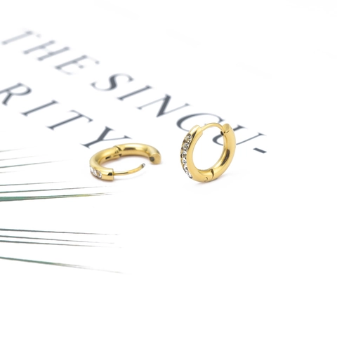 Hoop Earrings Stainless Steel Round Micro Paved Zircon Minimalist Geometric Fashion Light Luxury For Women Jewelry