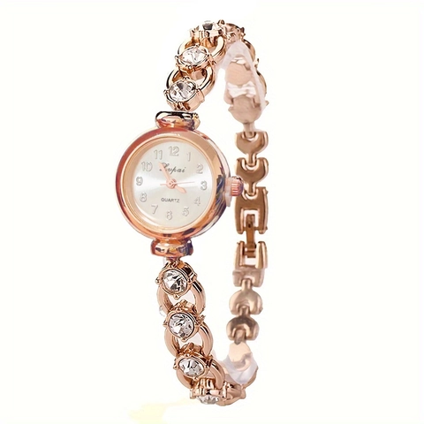 Lupai Women Quartz Watch Alloy Bracelet Artificial Pearl Rhinestone Inlaid Elegant Fashion Wristwatch Jewelry For Daily Party