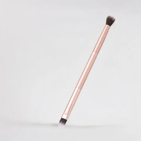 Dual Ended Makeup Brush Synthetic Fiber Rose Gold Handle Eye Shadow Blending Nose Shadow Tool Portable Professional Accessory
