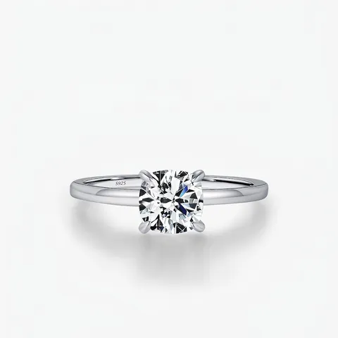 Moissanit Ring 925 Sterling Silber Vier-Krappen-Fassung Brillant-Schliff Verlobung Hochzeit Schmuck Damen