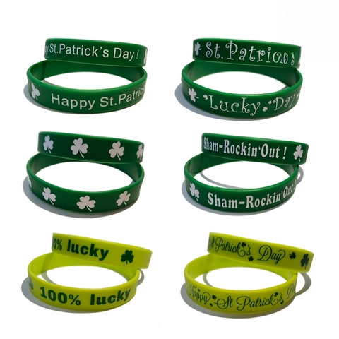 Bracciale In Silicone San Patrizio Trifoglio Verde Festival Irlandese Accessorio Festa Flessibile Cinturino