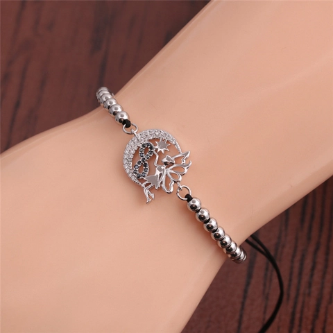 Pulsera De Cuentas De Cobre Ajustable Con Dijes De Luna Estrella Infinito Hada Circón
