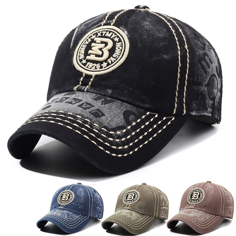 Cappellino Da Baseball In Cotone Lavato Vintage Con Ricamo Lettera B E Cuciture A Contrasto Cappello Sole