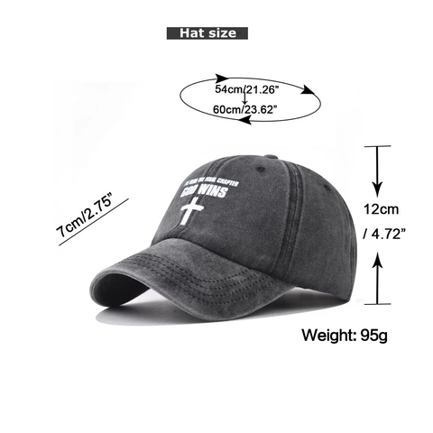 Cappellino Da Baseball In Cotone Lavato Retrò Distressed Stampa Croce Lettera God Wins Cappello Sportivo All'Aperto Uomo Donna