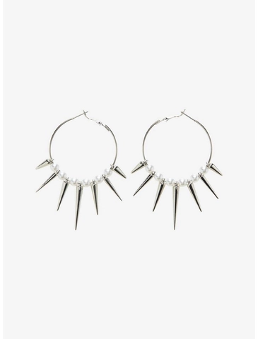 Punk Ringoorbellen Met Legering Spikes En Kralen Goth Dark Style Hip Hop Unisex Geometrische Sieraden