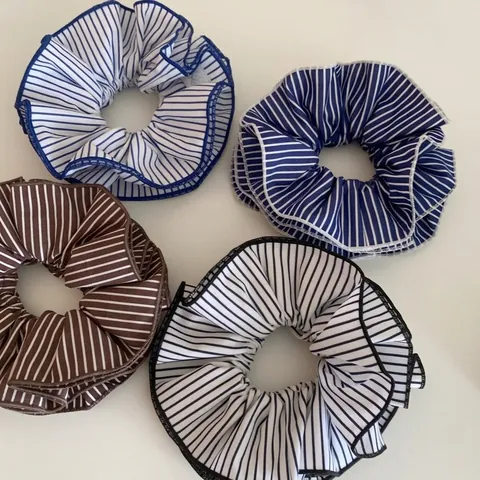 Coleteros de Tela a Rayas Grandes Lazos para el Cabello Bandas Elásticas para el Cabello para Mujer Accesorios para el Cabello Casual Moda