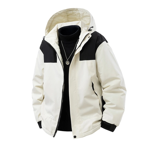 Herren Kapuzenjacke Graphen Gefüllt Winddicht Wasserabweisend Color Block Outdoor Bergsteigen Wintermantel